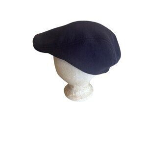 Navy Blue Flat Cap Newsboy Hat 100% Cotton Fleece Made In China
